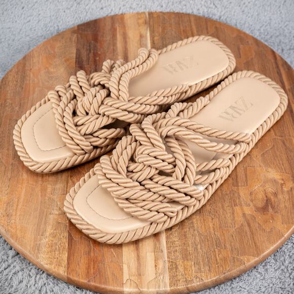 ZARA Beige Rope Sandals Women’s Size EU 42 / US 11 - Picture 4 of 7